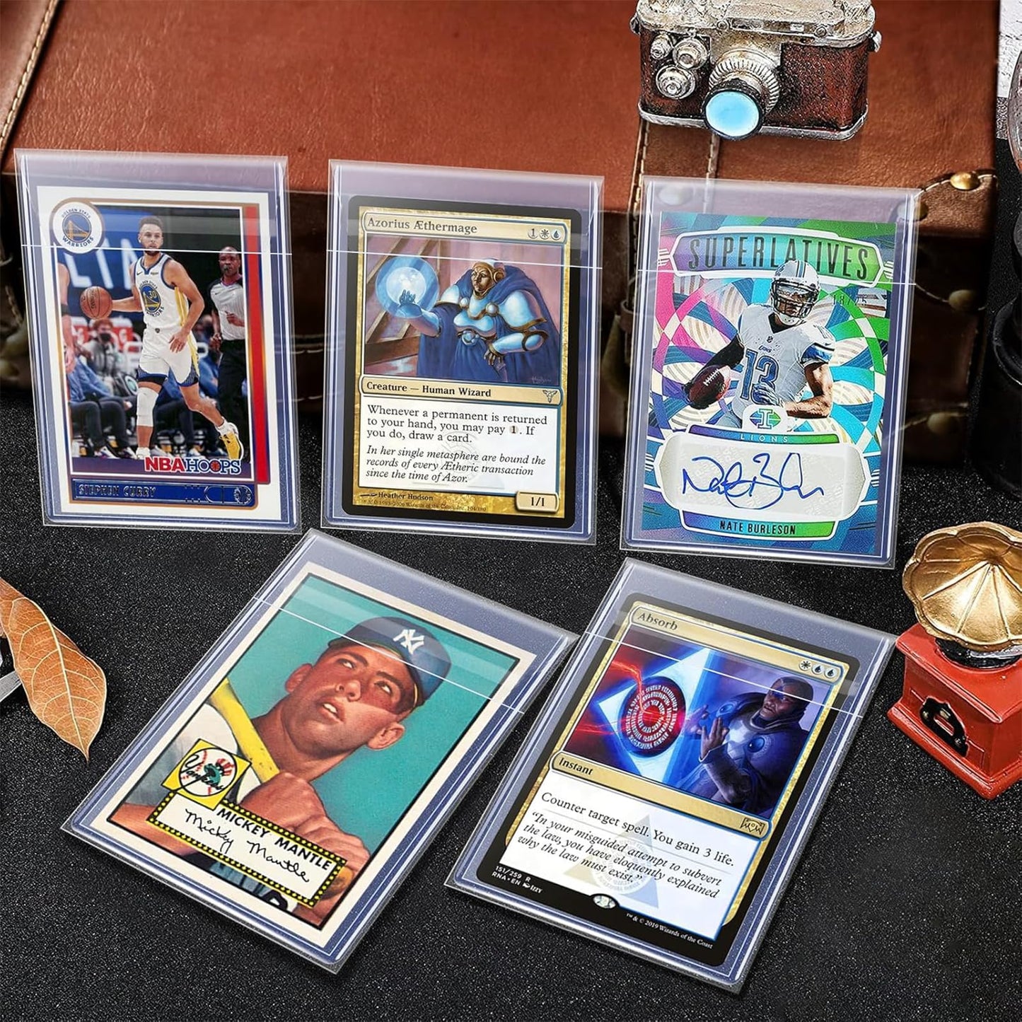 300ct Triple Protections Card Sleeves for Cards, Premium TopLoads for Cards, 3"x4" Card Hard Plastic, Sports Trading Card Holder (100 TopLoads +100 Penny Sleeves + 100 Resealable Penny Sleeves)