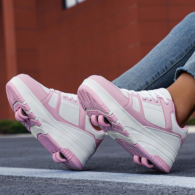 ANEFUN Roller Skate Shoes for Kids Girls Boys Detachable Wheeled Fashion Sneakers
