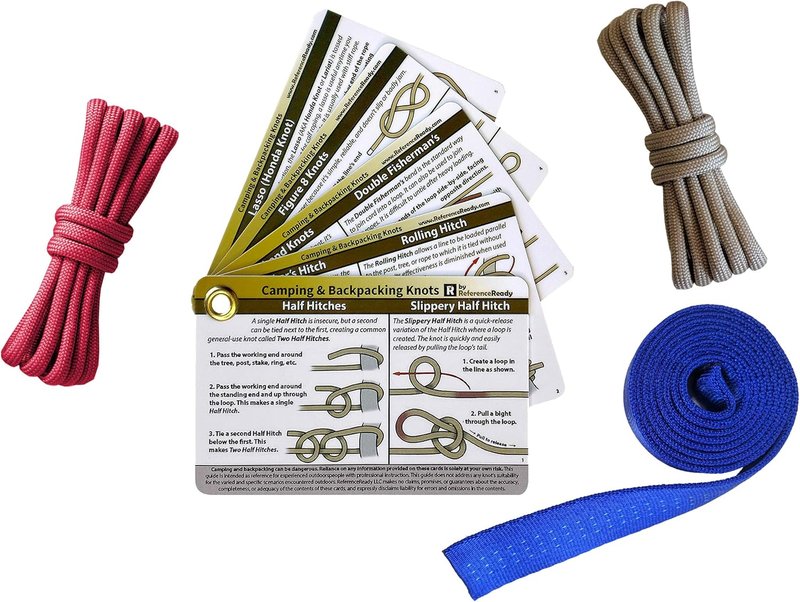 Knot Tying Kit - Outdoor Knots Pocket Guide with Webbing & Paracord for Camping, Backpacking, Scouting | Perfect for Beginners