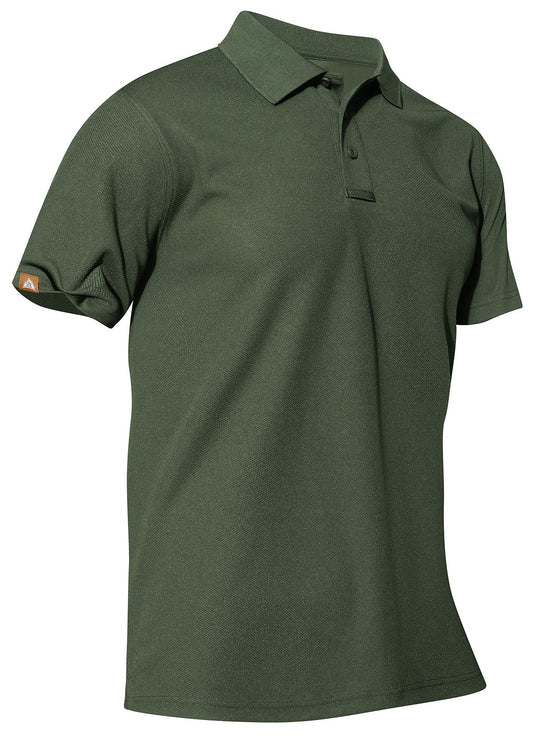 UTWGN Men's Short Sleeve Polo Shirt Quick-Dry Performance Tactical Golf Shirts Regular-fit Jersey Tennis Shirt Army Green