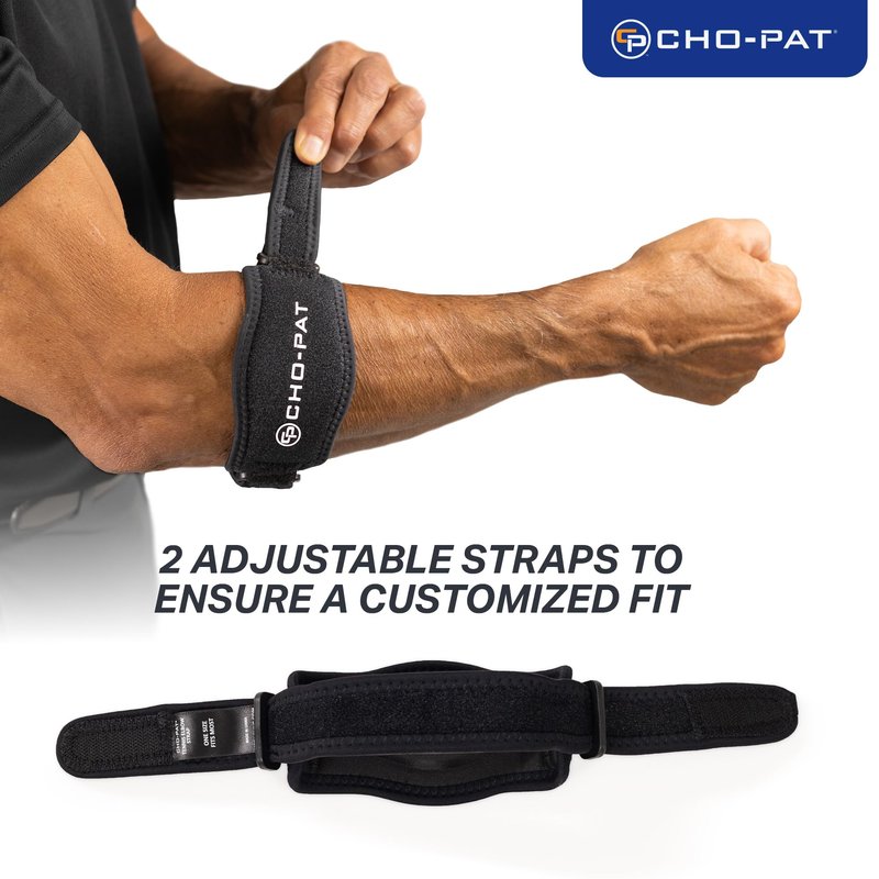 Cho-Pat Tennis Elbow Strap, Adjustable Forearm Support for Tennis Elbow, Overuse Syndromes, Muscle Strains, and Tendonitis, OSFM