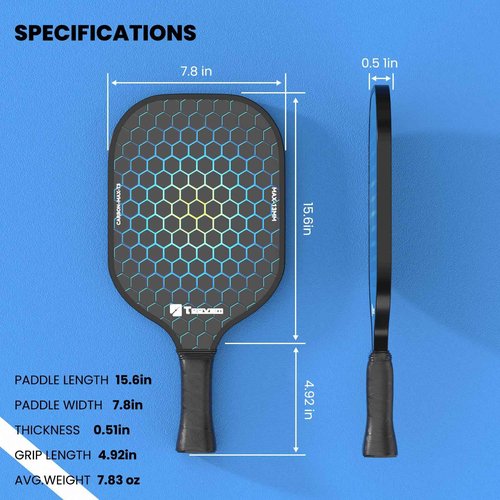 Toovem Max T3 Carbon Fiber Pickleball Paddles Set of 2 – Lightweight T300 Pickleball Paddle Carbon Fiber Racket, 2 Pickle Ball Paddles Gifts with Bag & 4 Balls, for Beginner & Intermediate Players
