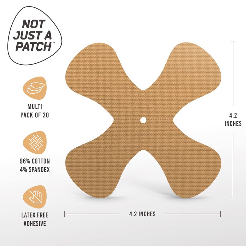Not Just A Patch X-Patch CGM Sensor Patches (20 Pack) - Water Resistant Omnipod 5 Adhesive Patches - Durable for Active Lifestyle for 10-14 Days - Compatible with Dexcom G6, Libre 2 in Beige