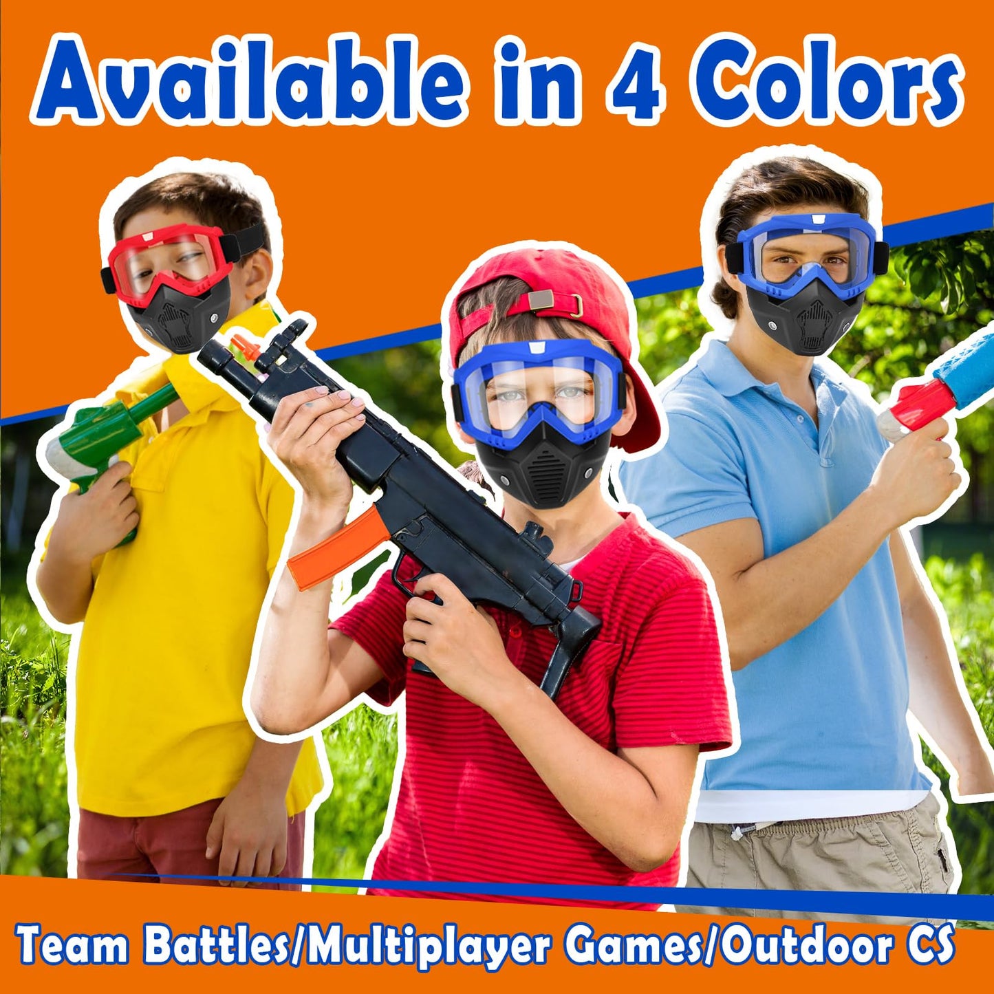 POKONBOY 2 Pack Detachable Masks, Tactical Mask with Goggles Compatible with Nerf Rival, Apollo, Zeus, Khaos, Atlas, & Artemis Blasters Rival Mask (Black & White)