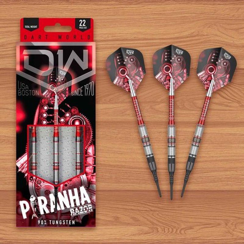DW Piranha Razor 90% Tungsten Soft Tip Darts, Precision Balanced, Accurate and Durable - Perfect for Professional and Recreational Players (02, 20G)