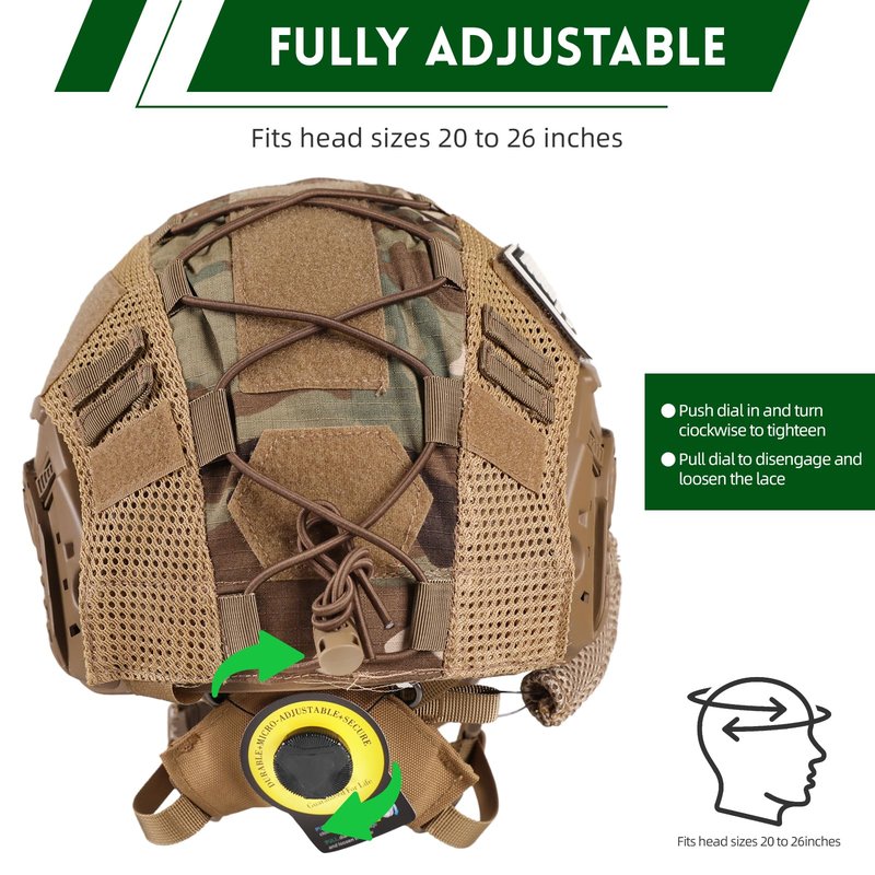 ClrfZebr Adjustable Tactical Helmet with Counterweight Pouch & Cover for Airsoft, Cosplay, Military Gear (CP)