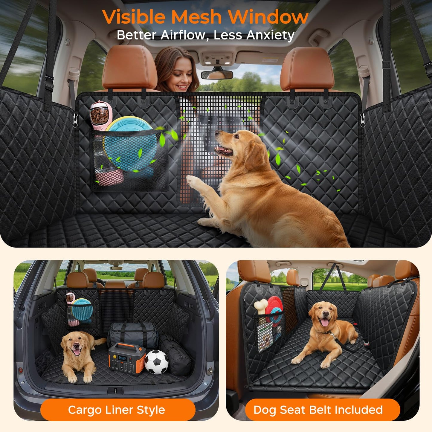 URPOWER Hard Bottom Dog Car Seat Cover, Back Seat Extender for Cars & SUVs
