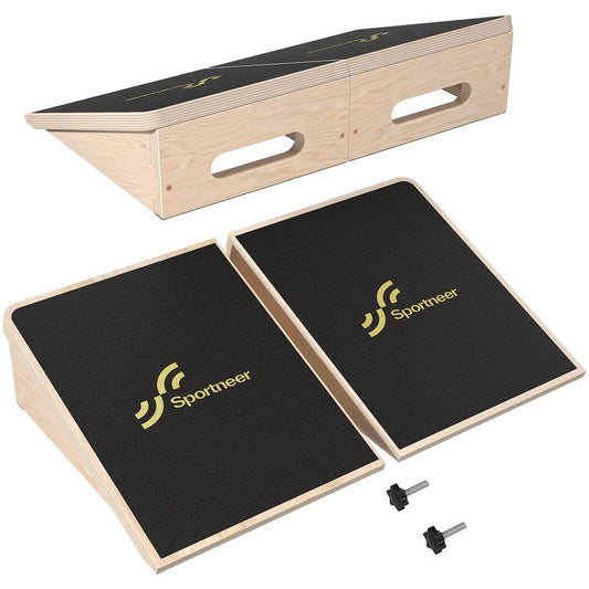 Sportneer Squat Wedge - Squat Wedge Block 1200 LBS - 15°/ 20° Slant Board for Squats Wooden Heel Elevated Board for Squats Weightliting Home Gym Squat Wedge Non-Slip (Black, 20°)
