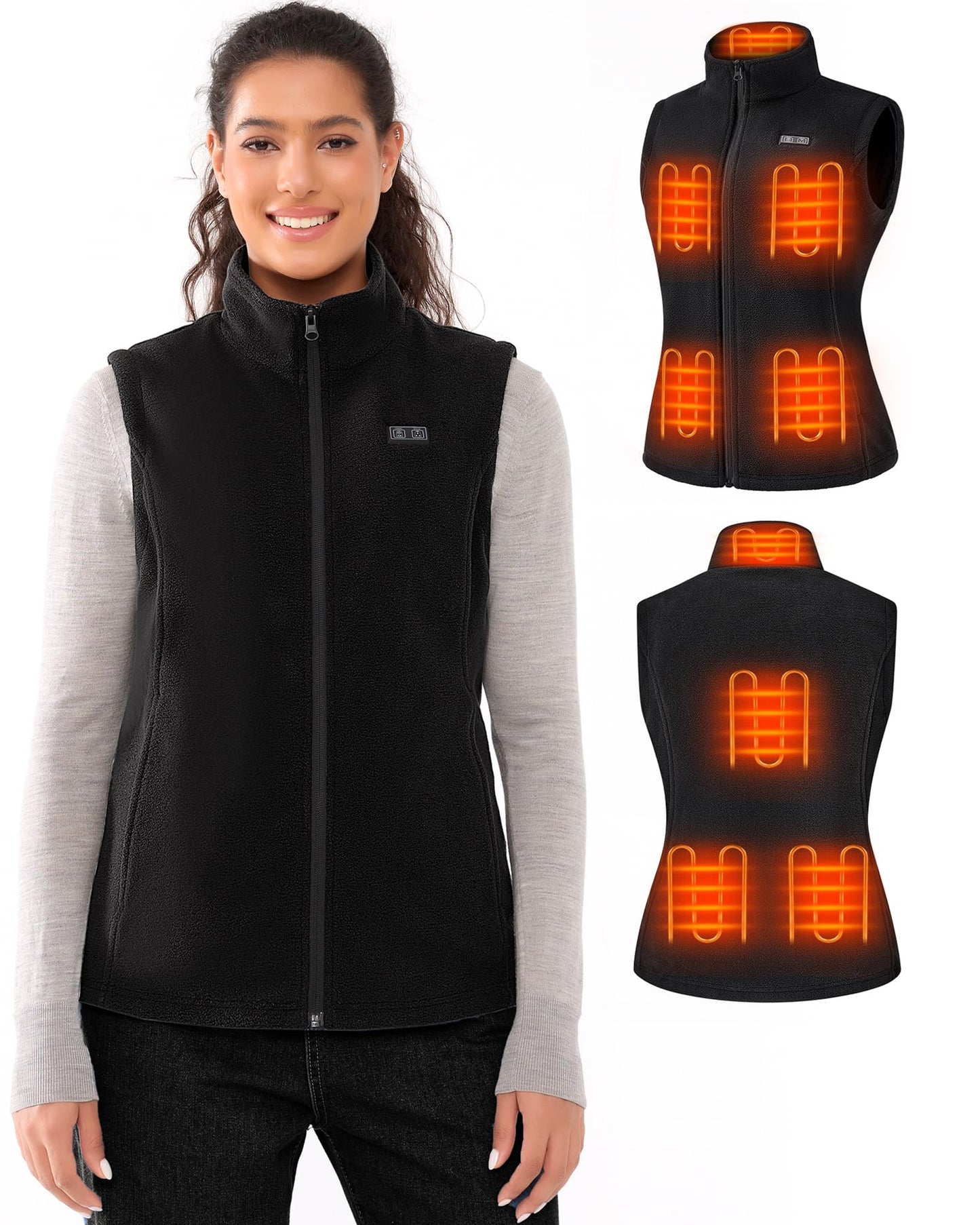 Muvenes Heated Vest for Women with 7.4V 16000mAh Battery Pack Included, Fleece Heated Vests Women, Electric Heating Vest-M