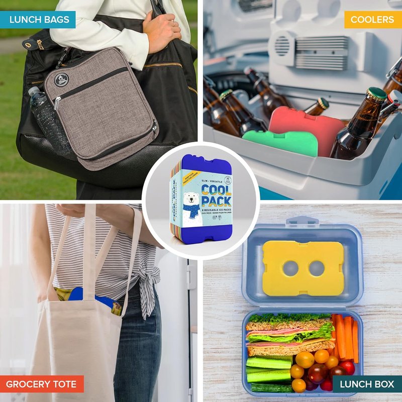 Healthy Packers Ice Packs - Slim Reusable Cool Packs for Lunch Boxes & Coolers | 8-Pack Set