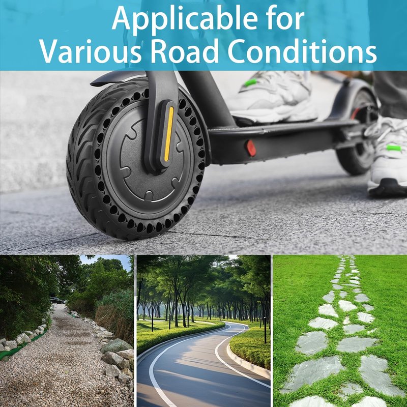 50/75-6.1 Scooter Tire, 2pcs 8 1/2 x2 Solid Tires, Replacement Wheel Compatible with All 8.5inch Scooter Tires