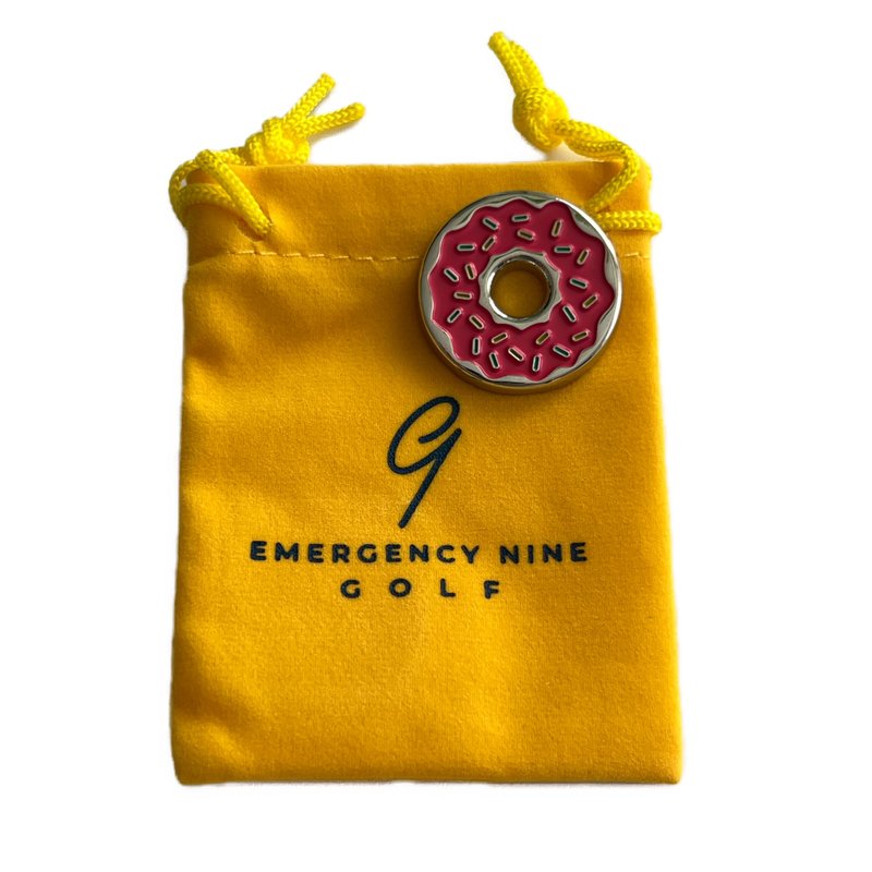 E9 GOLF Sprinkle Donut Golf Ball Marker - Unique & Fun Golf Ball Markers - Golf Accessories for Men and Women - 1.25" Ball Mark - Strawberry