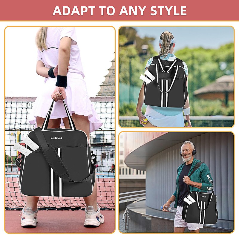 Pickleball Bag Pickle Ball Backpack for Women,Pickleball Accessory Tote Sport Equipment Bag Machine Washable with Shoe Compartment,Wet Pocket,Adjustable Shoulder Strap Fence Hook,Great Gift 30L-Black