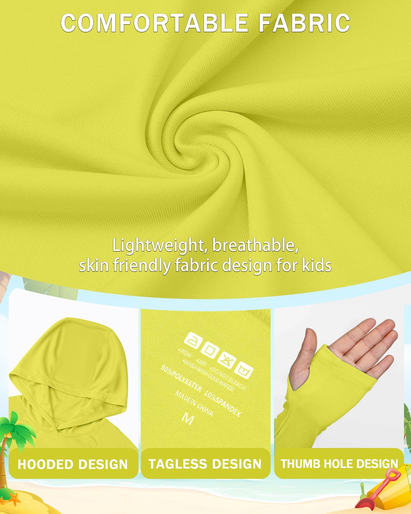 DRONIRING Boys Rash Guard Swim Hoodie, UPF 50+ UV Sun Protection Long Sleeve Fishing Shirt, Kids Youth SPF Water Shirts