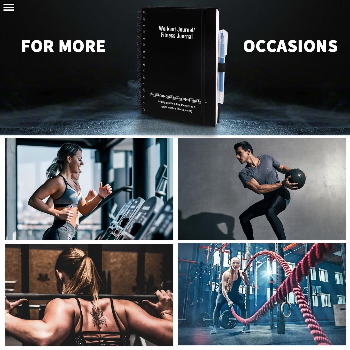 Fitness Journal and Workout Planner for Women & Men - Workout Log Book for Track Progress, Weight Loss - Home Gym Essentials for Training Monitoring