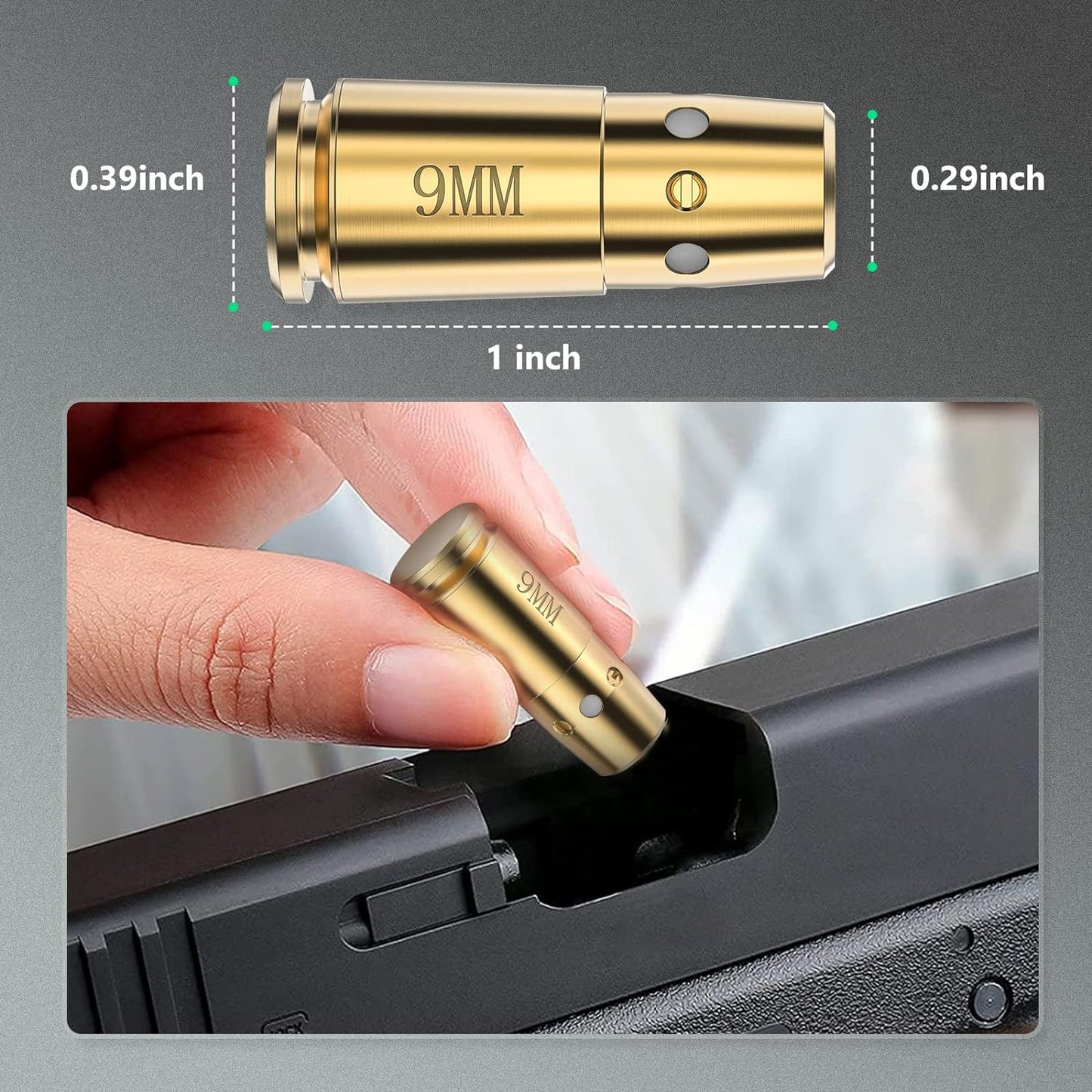 9mm Green Laser Bore Sight - EZshoot Boresighter with 12 Batteries for Precision Targeting