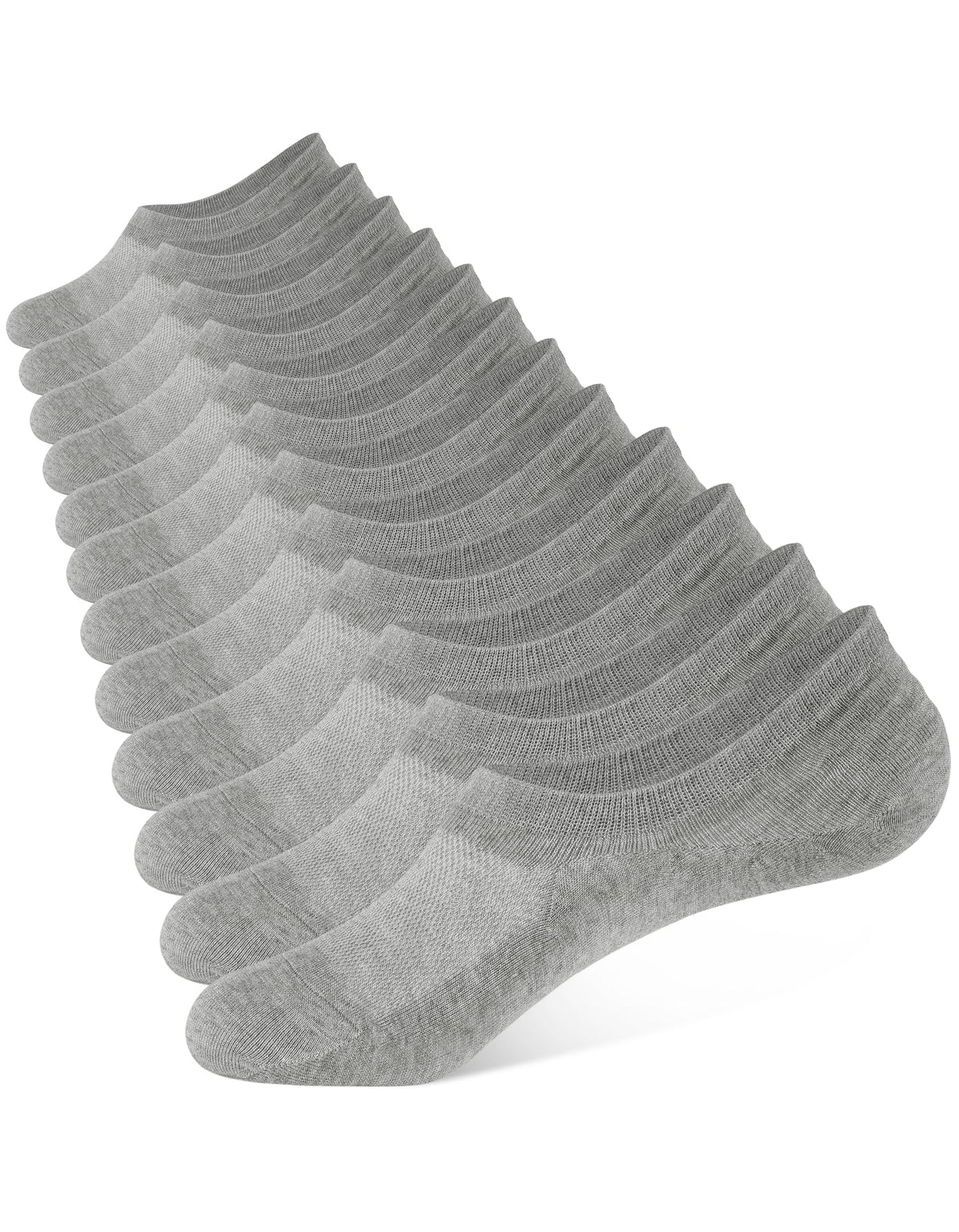 CLOSEMATE Mens No Show Socks Cotton Thin High Elasticity Low Cut Ankle Socks with Non Slip Grips 6 Pairs (6Grey, Size XL)