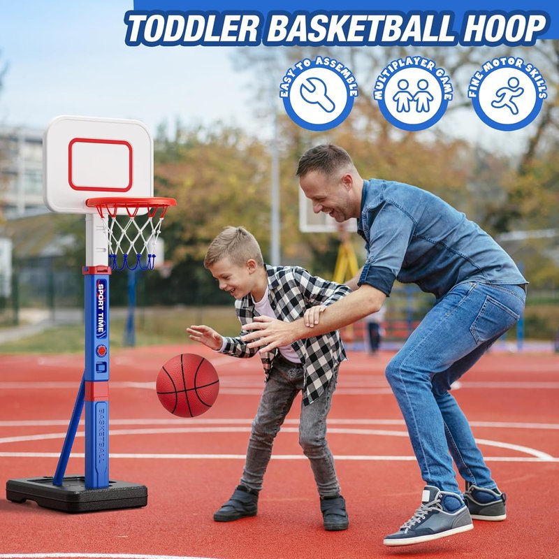 Adjustable Toddler Basketball Hoop - 55" Height for Kids Aged 3-5 | Indoor/Outdoor Sport Toy Gift