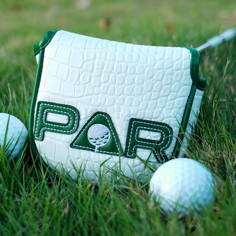 Craftsman Golf Par Style Green White Crocodile Pattern Leather Mallet Putter Cover for Odyssey Orlimar Scotty Cameron Magnetic Closure