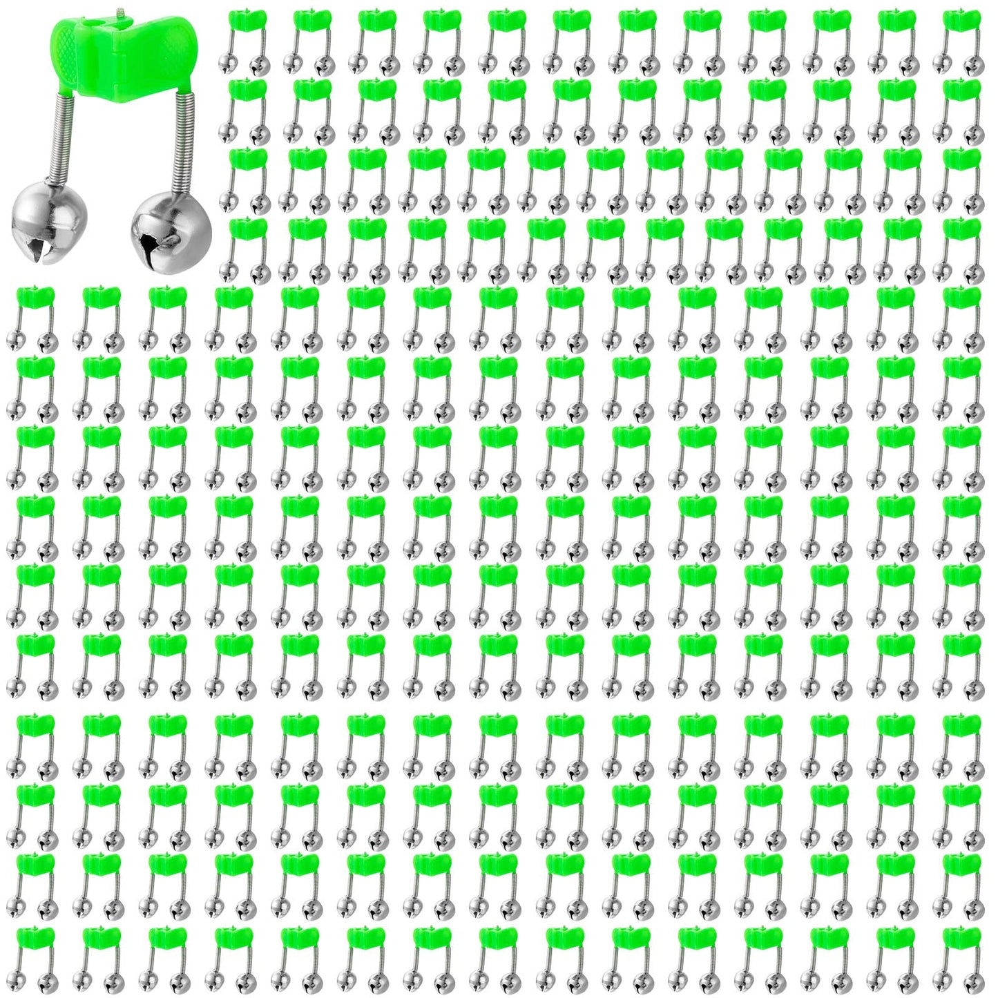 Honoson 200 Pcs Plastic Fishing Bells Clip on Fishing Rod Alarm Bell Fish Bite Alarm Fishing Bite Indicators with Dual Alert Bells