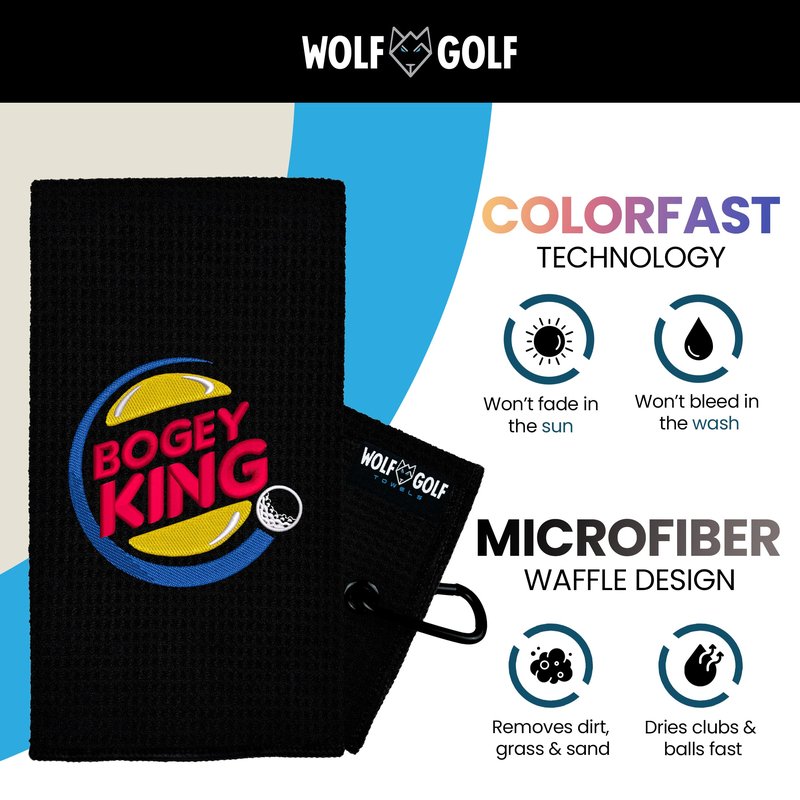 Wolf Golf Towels Bogey King Golf Towel | Embroidered in USA | Golf Accessories for Men or Women