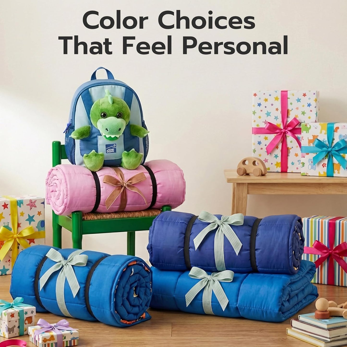 Toddler Nap Mat - Soft Minky Blanket & Removable Pillow | 55''x30'' for Ages 3-6, Perfect for Preschool & Sleepovers