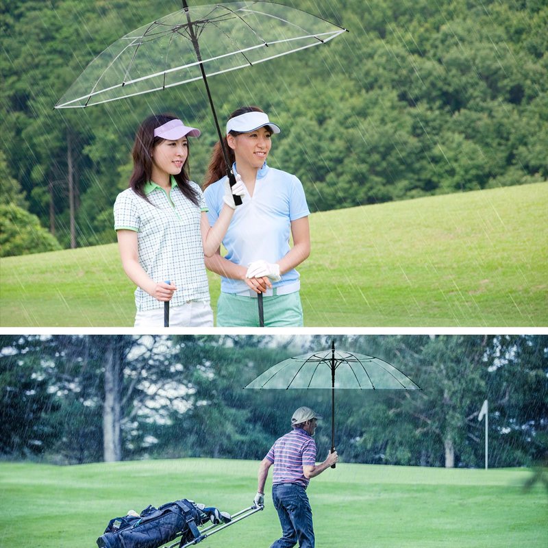 Jexine Extra Large Clear Golf Umbrella 60 Inch Oversized Automatic Open Stick Umbrella Transparent Waterproof for Adult Men Women Outdoor Sport Golf Play Weddings(1 Pcs)
