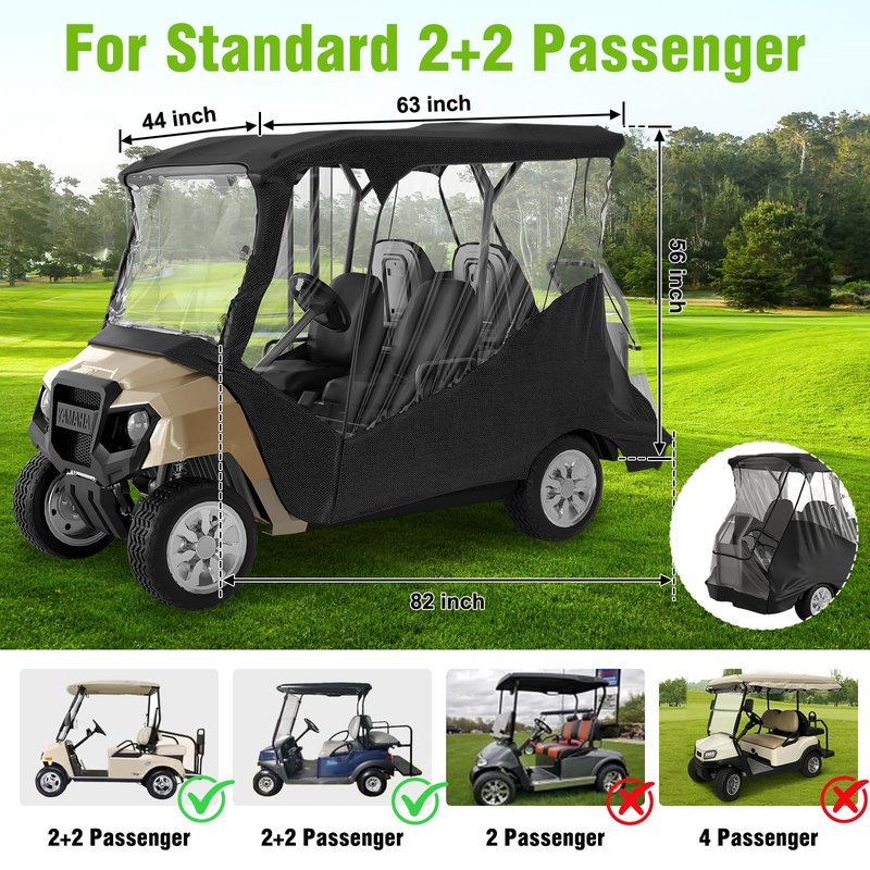 MASHELLY Golf Cart Enclosure for Club Car DS Precedent | 4-Passenger Waterproof Cover with Extended Roof & Roll-Up Windshield