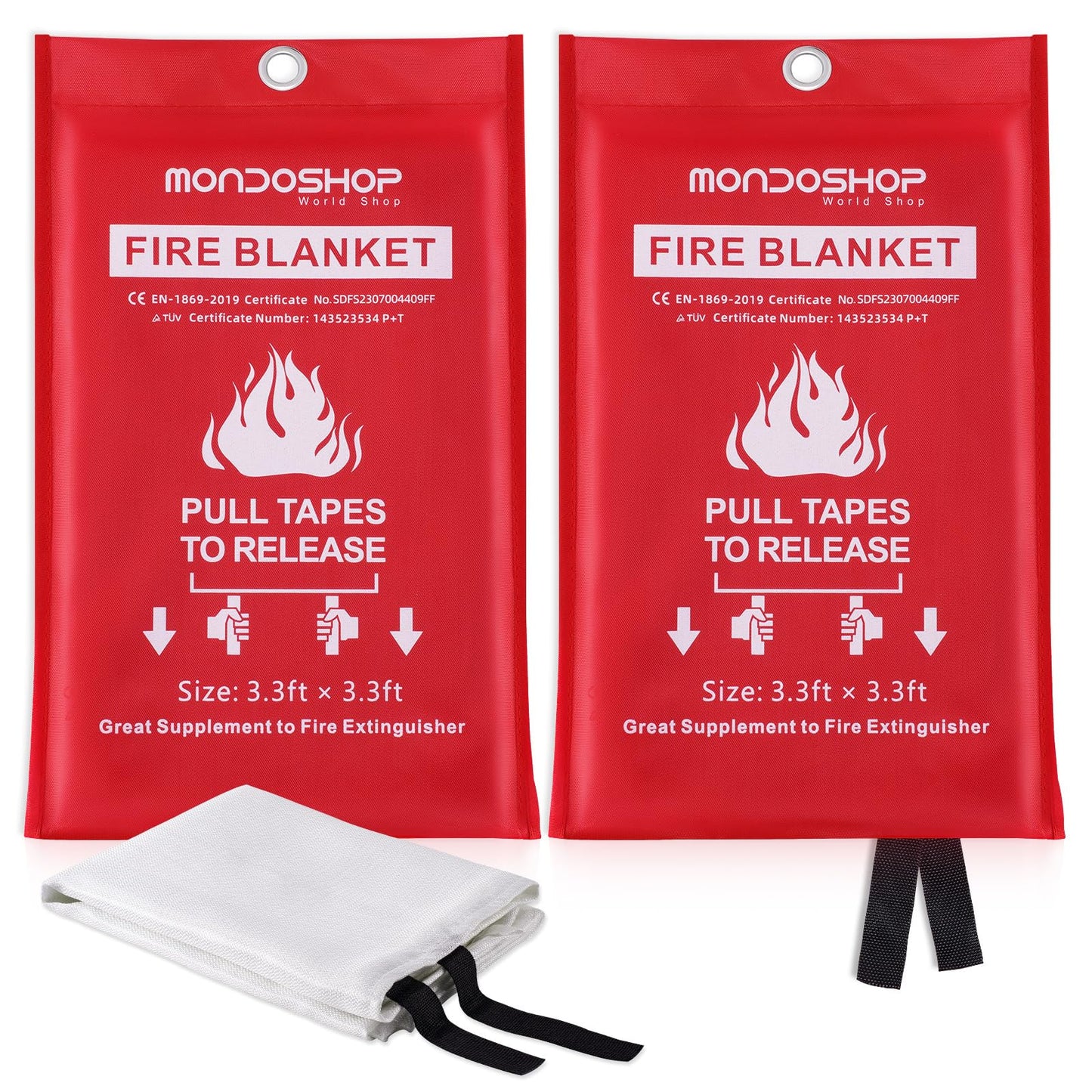 Mondoshop Fire Blankets Emergency for Kitchen Home - Emergency Fire Retardant Blanket for Home Fireproof Blanket for Camping, Grill, Car, Office, Warehouse, School, Picnic, Fireplace