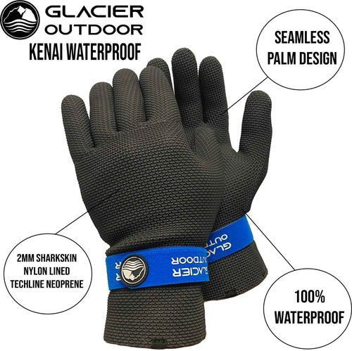 Glacier Glove Kenai Waterproof Full Finger Gloves for Men and Women - Ideal for Ice and Fly Fishing, Outdoors, Kayaking, Surfing, Paddling, Boating, XL
