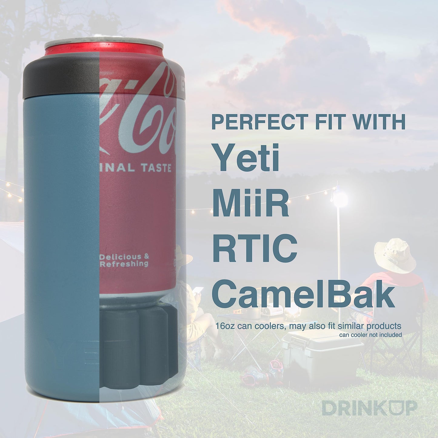 DrinkUp (2 Pack) 12oz Can Adapter for 16oz YETI Can Coolers - Fits MiiR CamelBak RTIC BrüMate, Colster or Insulator for Tallboys - Spacer Extension for 16oz Can coolers use 12oz cans