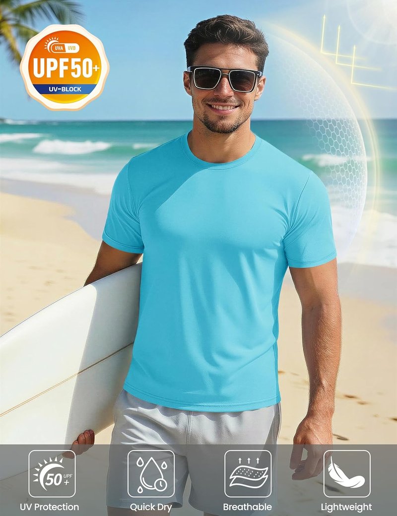 Men's UPF 50+ Quick Dry Athletic T-Shirt - Short Sleeve Workout & Swim Top | Performance Rash Guard