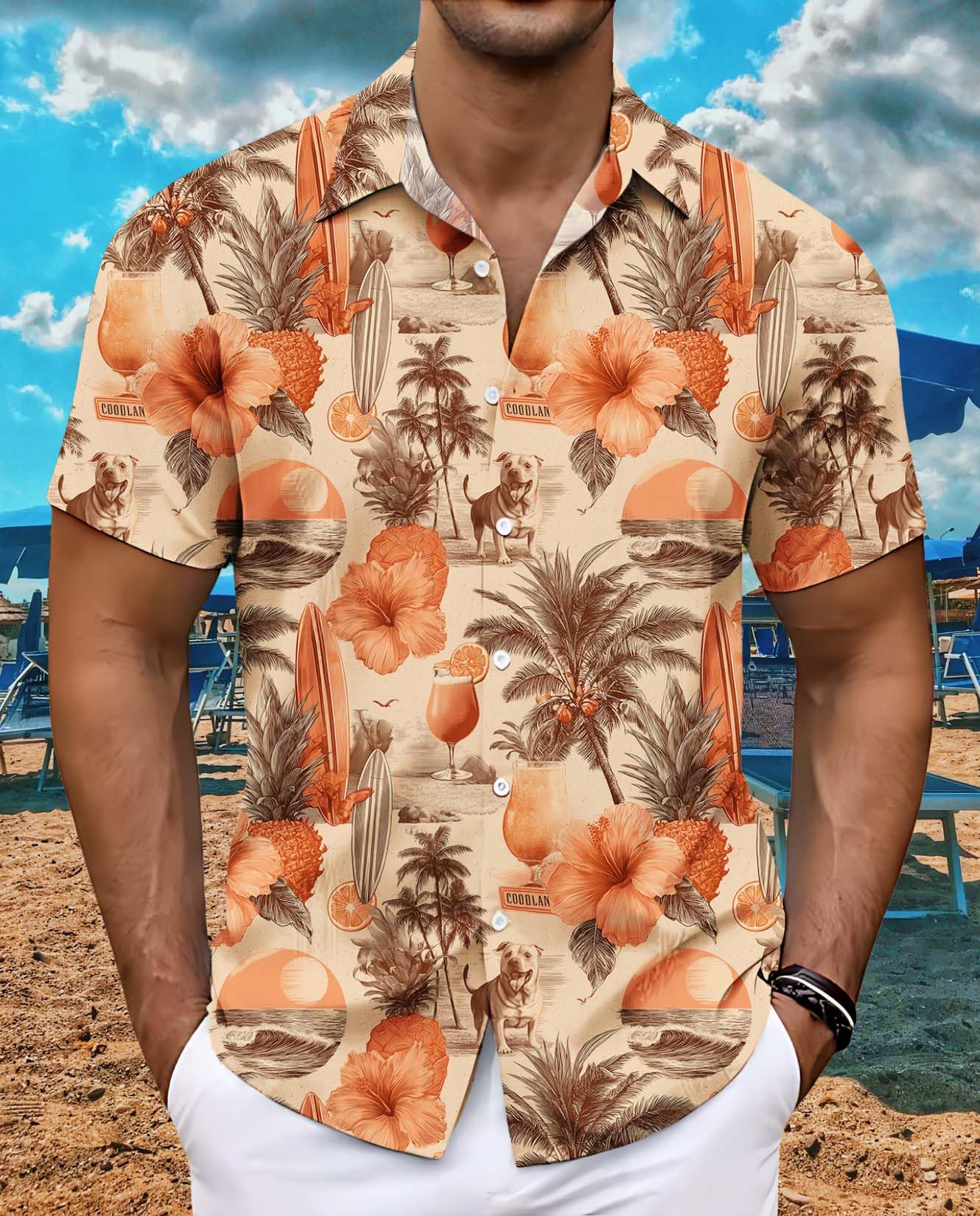Mens Hawaiian Button Up Shirt Beach Vacation Cruise Tee Summer Tropical Palm Leaf Shirts Casual Unique Pattern Comfy Tops