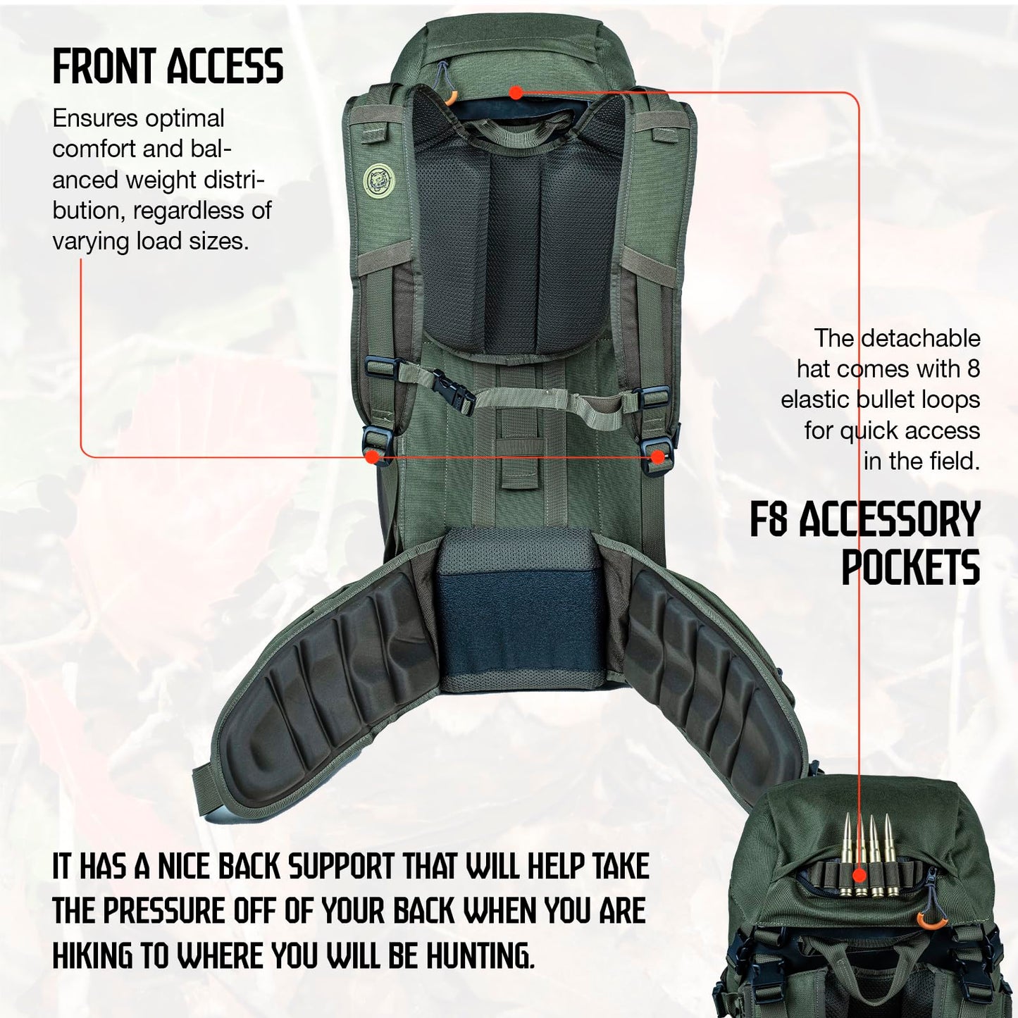 TKLoop Hunting Pack for Men – Expandable Frame Backpack 40L, Water Resistant, with Meat Hauler, Rifle Holder & Shotgun Rest