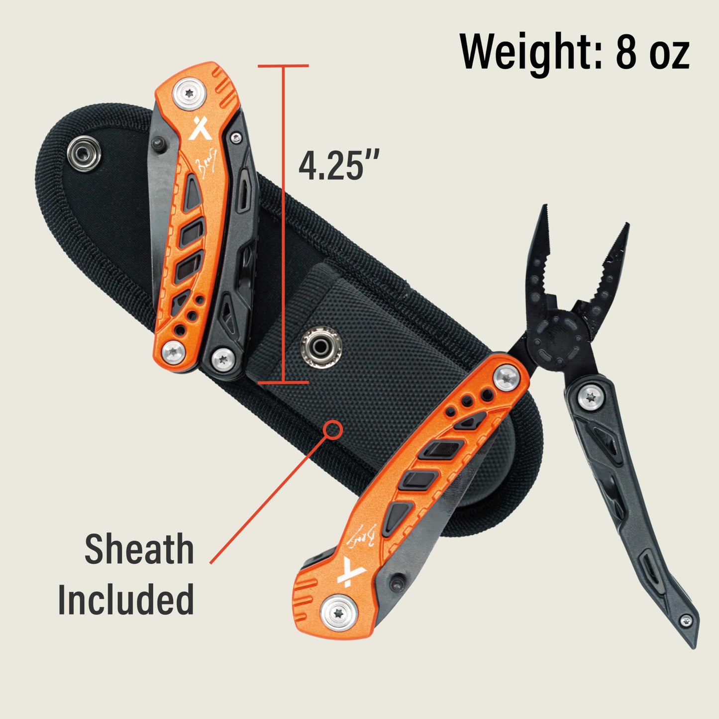 Bear Grylls Utility Tool, Multitool Pocket Knife For Camping, Hiking, EDC and Survival, with Bottle & Can Opener, Pliers, Screwdriver, Sheath - Black Oxide Finish