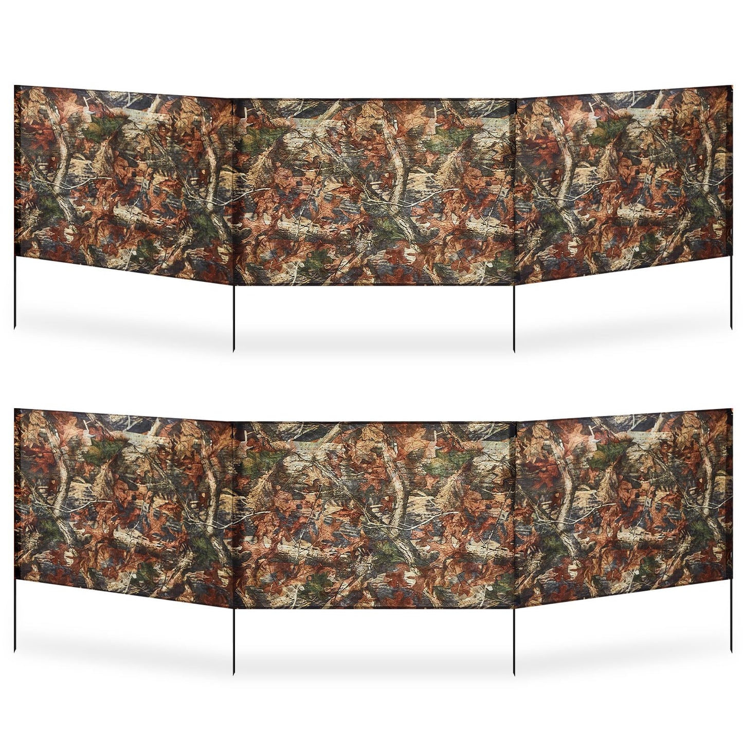 SmoothNovelty 2 Pcs Hunting Blinds Ground Portable Ground Blinds for Turkey Deer Hunting Camouflage 118 Inches x 27.6 Inches 3 Panel with 4 Stakes Easy Set up for Duck Turkey Spring Outdoor Shooting