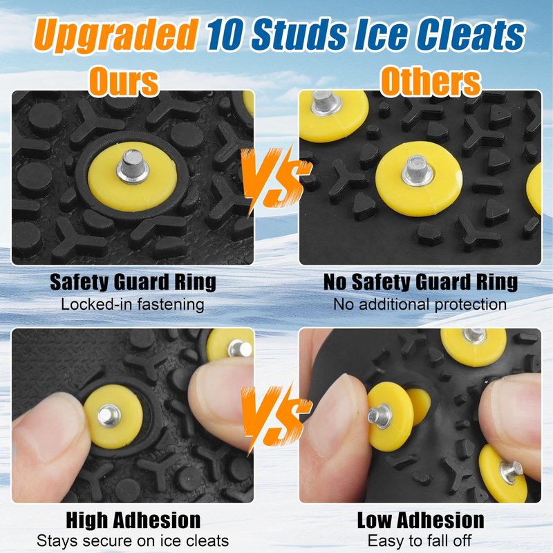 Ice Cleats Snow Traction Cleats Crampons for Shoe and Boots Non-Slip Overshoe for Walking on Snow and Ice Rubber Walking Cleats Anti Slip Crampons