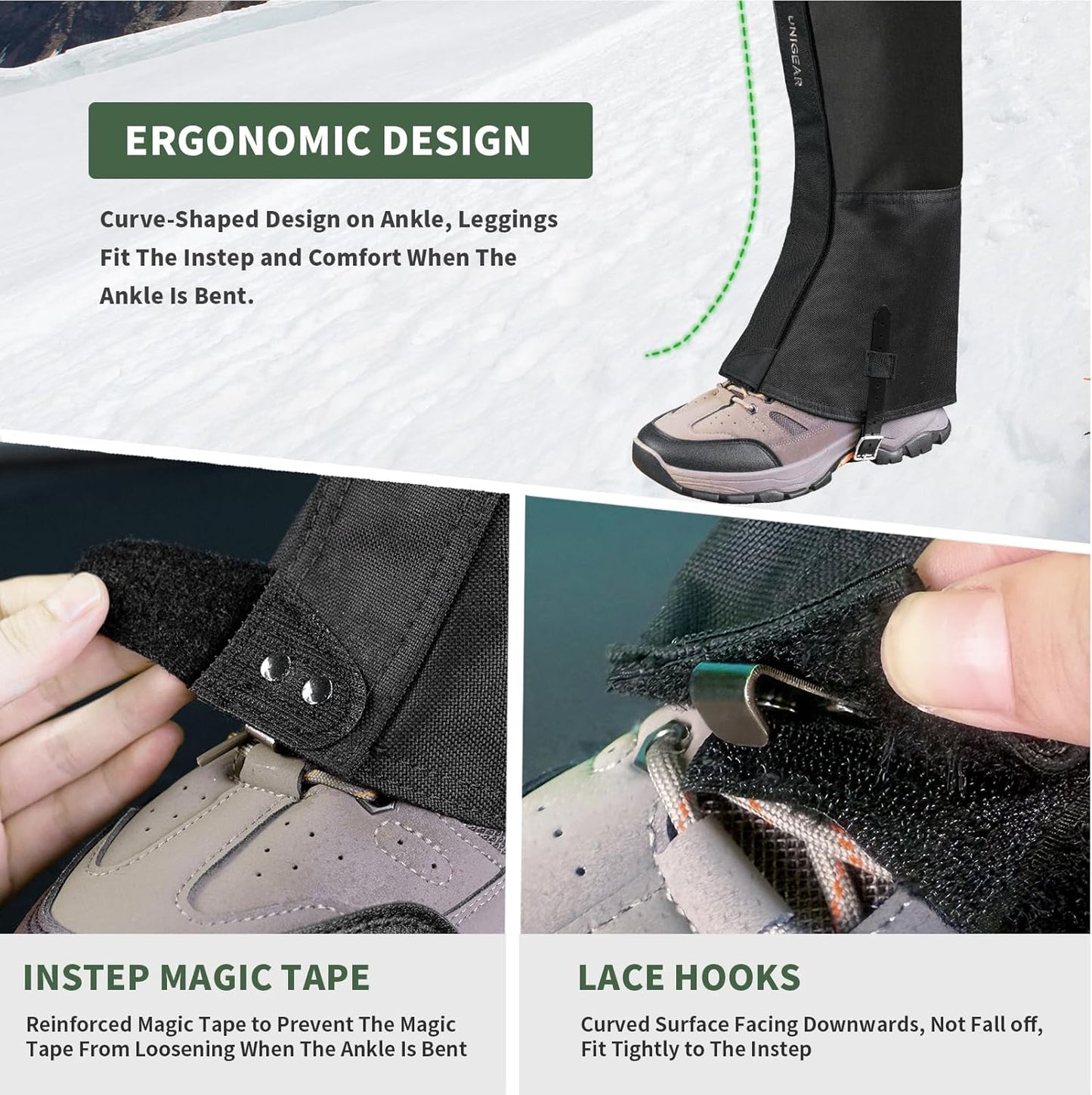 Leg Gaiters - 1000D Waterproof Boot Gaiters for Hiking, Walking, Climbing & Skiing | Durable & Lightweight