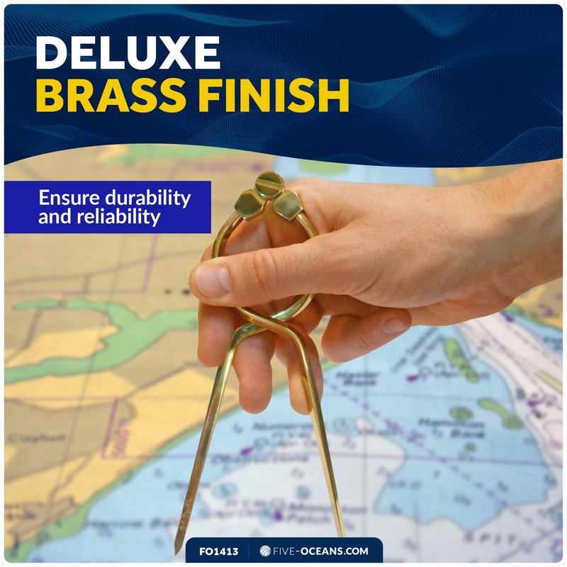 Five Oceans Marine Navigation 7-Inch One Hand Divider, Elegant Marine Charting Tool, Deluxe Brass Finish - FO1413