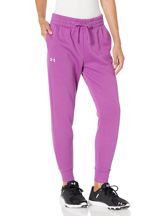 Under Armour Womens Rival Fleece Joggers, (573) Mystic Magenta / / White, Medium