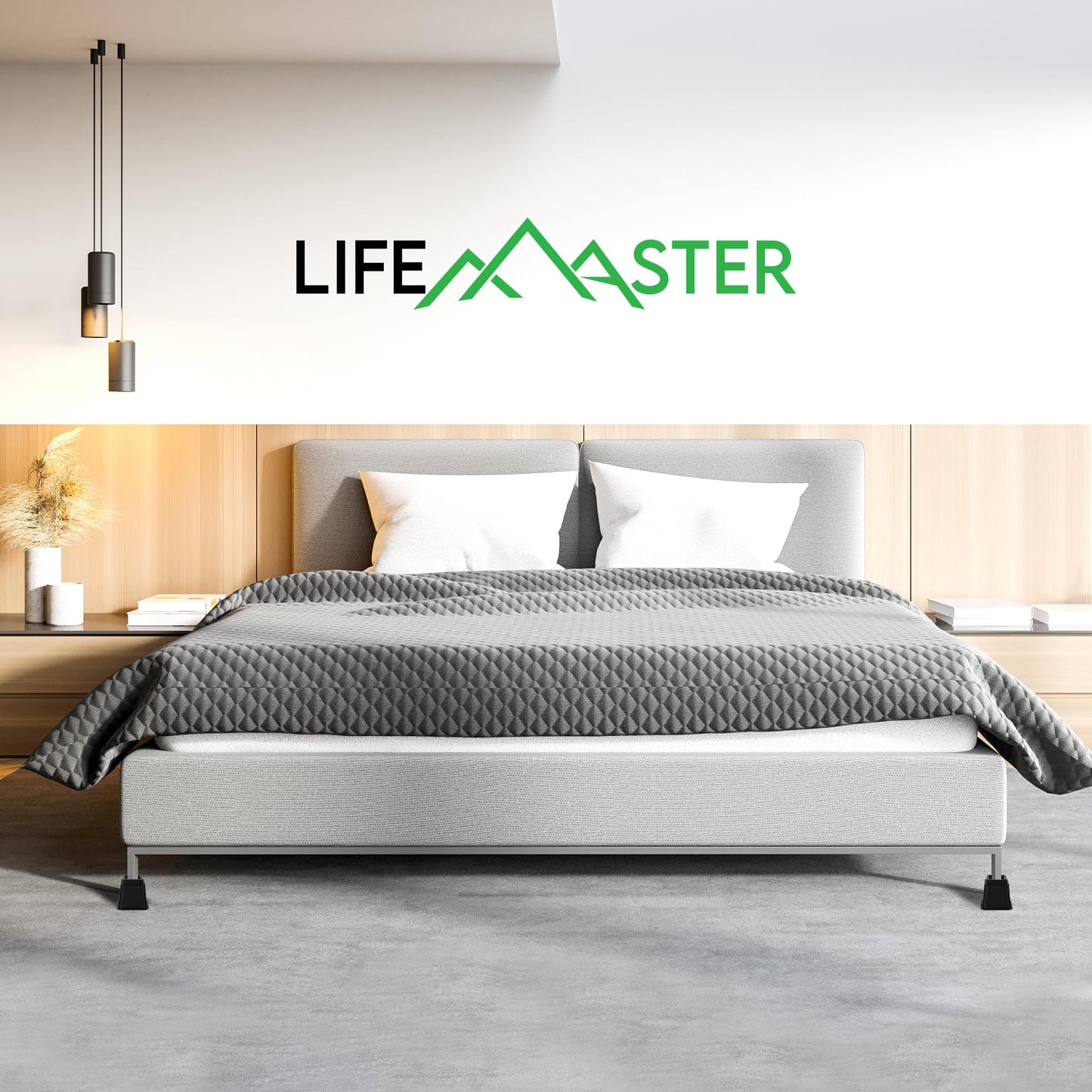 Lifemaster Furniture Riser Set - 4 Pieces Non-Slip Design Furniture Leg Riser fits with Bed, Chair, Table, Sofa, Desk, and Couches - Black