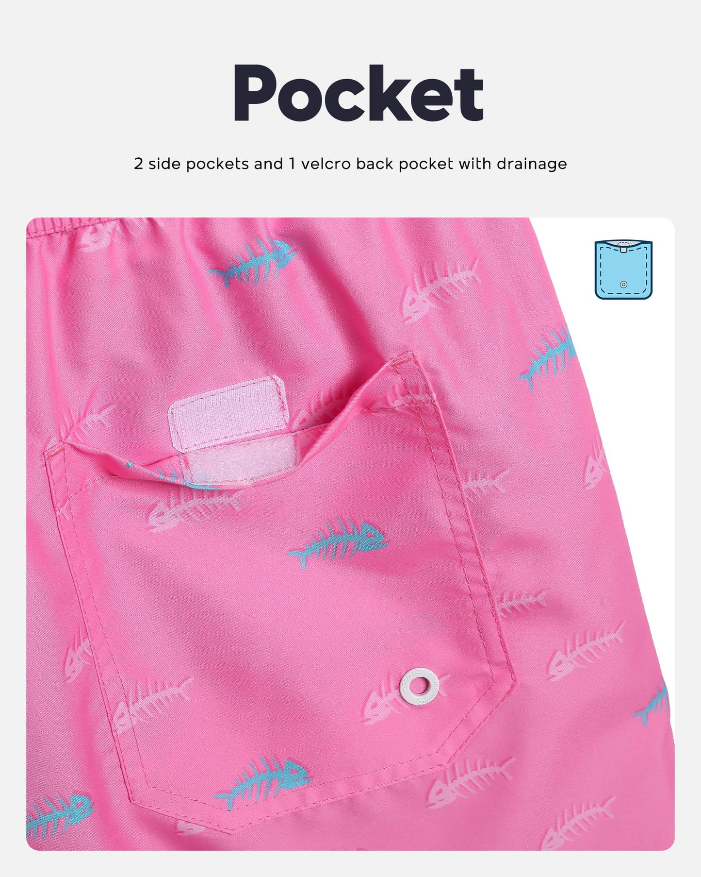maamgic Mens Swim Trunks Quick Dry Swim Shorts with Mesh Lining Funny Swimwear Bathing Suits 7inch Pink Shark Small