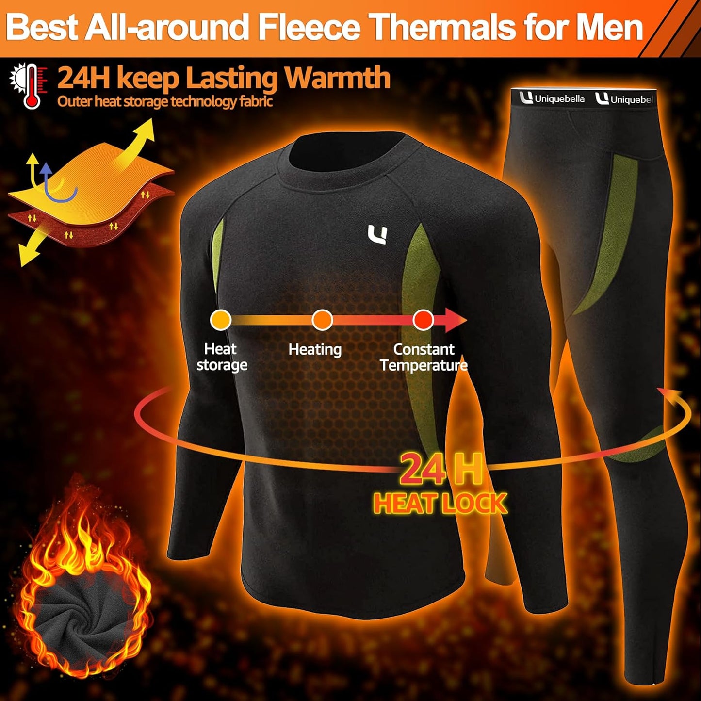 Men's Thermal Underwear Set - Quick-Drying Fleece Base Layer | Top & Long Johns