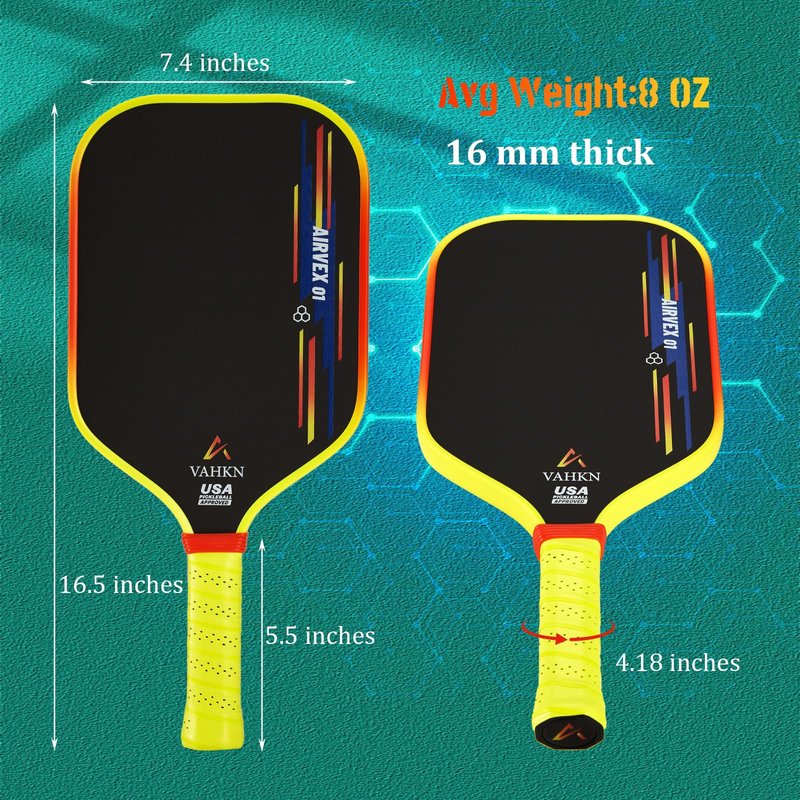 VAHKN Pickleball Paddles - T700 Carbon Fiber Pickleball Paddle - Lightweight & Durable,16mm Polymer Core-High Spin Surface for Power,Precision & Control - for All Skill Levels