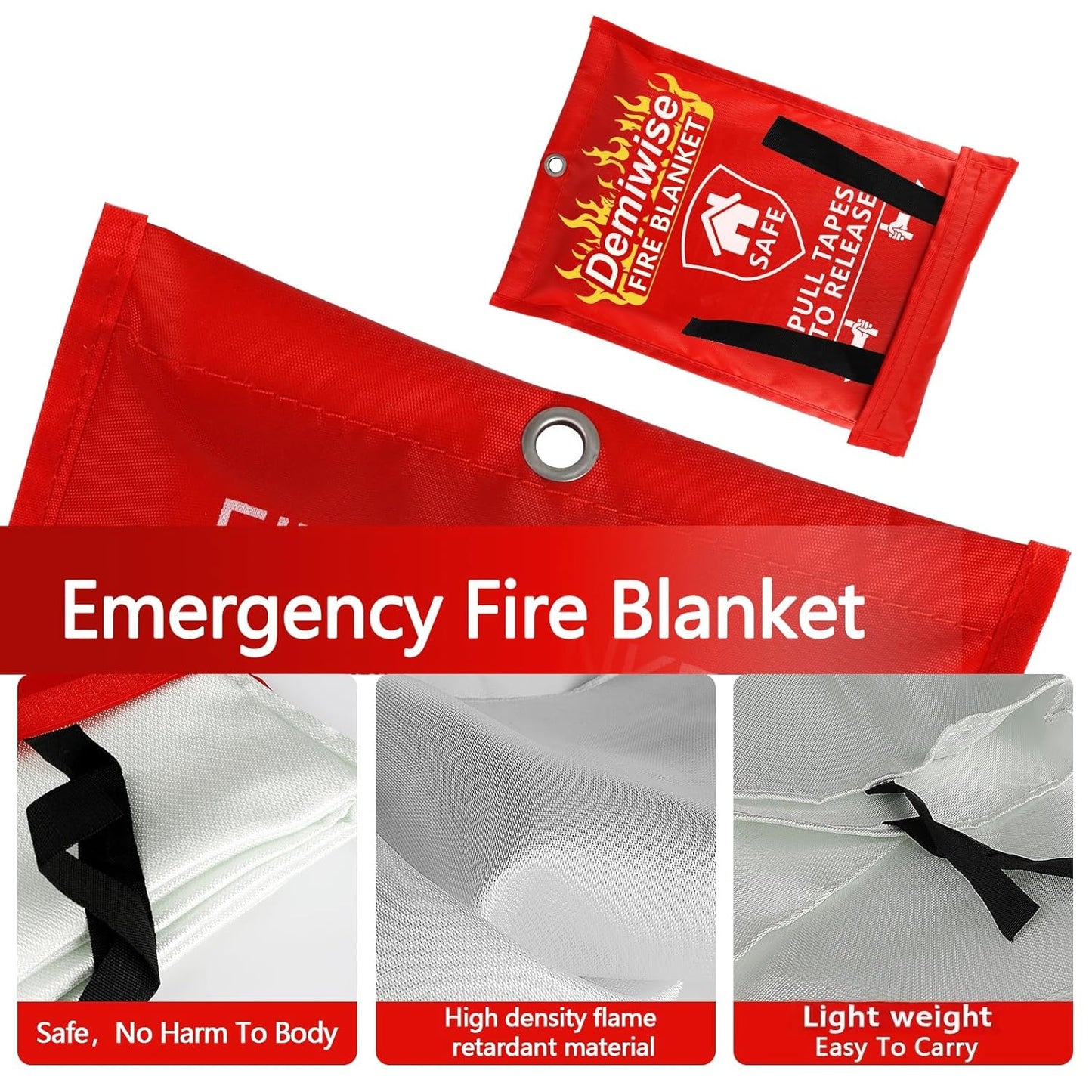 Fire Blankets - 8-Pack 40"x40" Emergency Safety Blankets for Home, Kitchen & Office