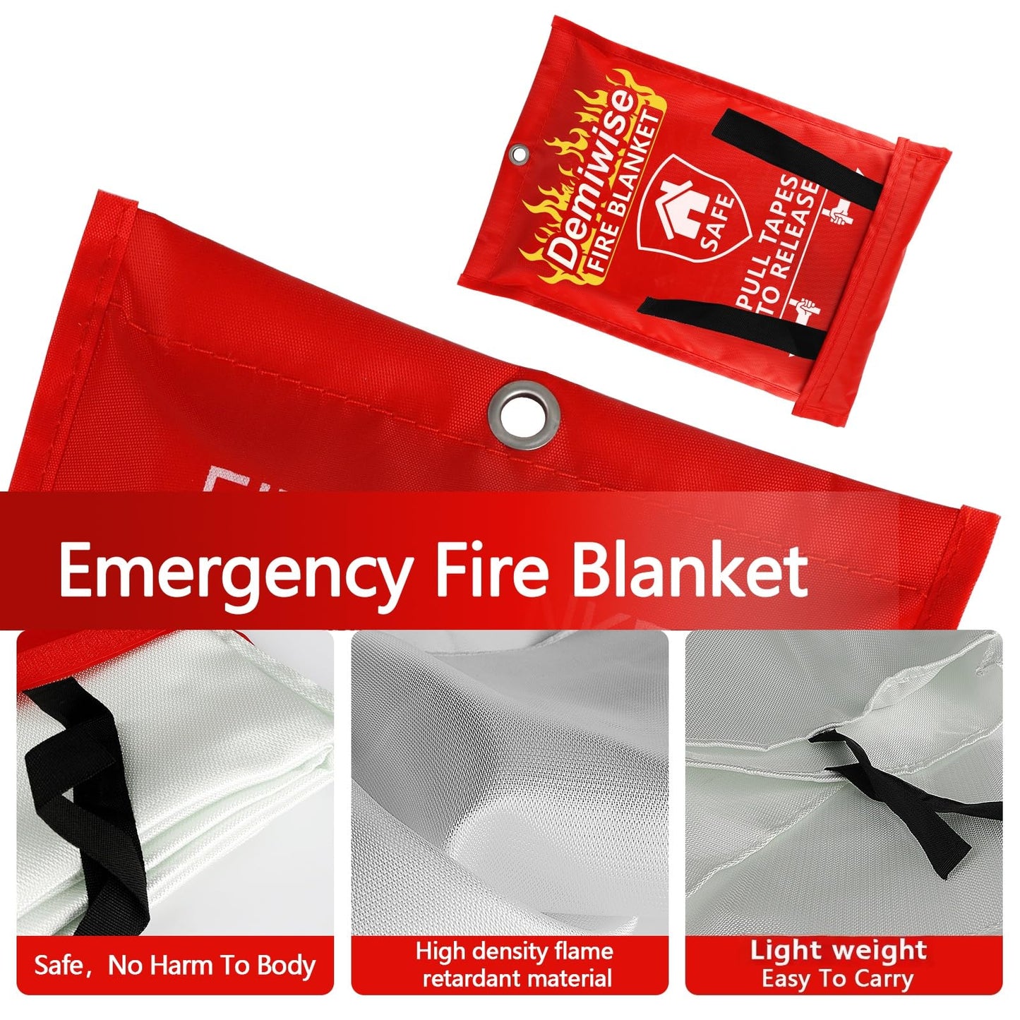 Demiwise Fire Blankets for Home and Kitchen,8-Pack 40"x40" Emergency Fire Safety Blankets for People House Car Office Warehouse Emergency Survival Safety