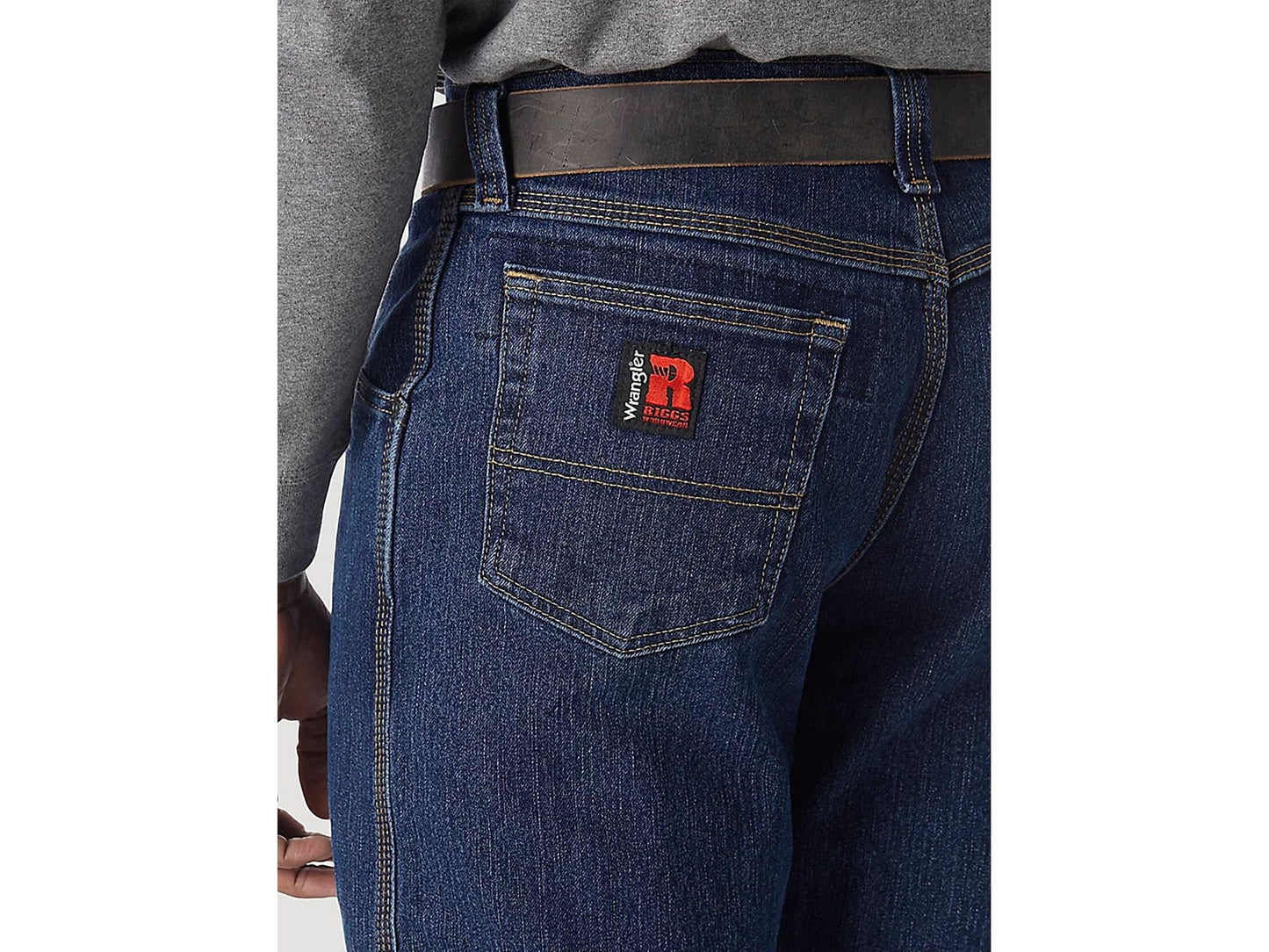 Wrangler Riggs Workwear Mens Five Pocket Jeans, Mid Stone, 38W x 30L US