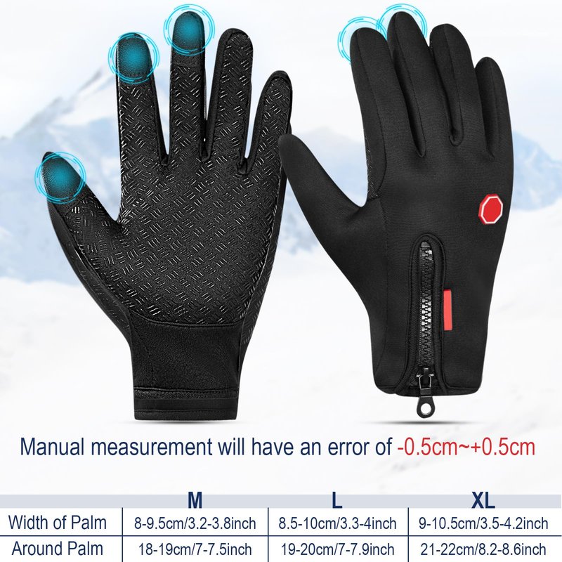 Zhanmai 3 Pairs 3/6 Pairs Outdoor Winter Touchscreen Gloves Windproof Waterproof Thermal Gloves for Running Hiking for Men Women (Medium,Black,Purple,Pink)