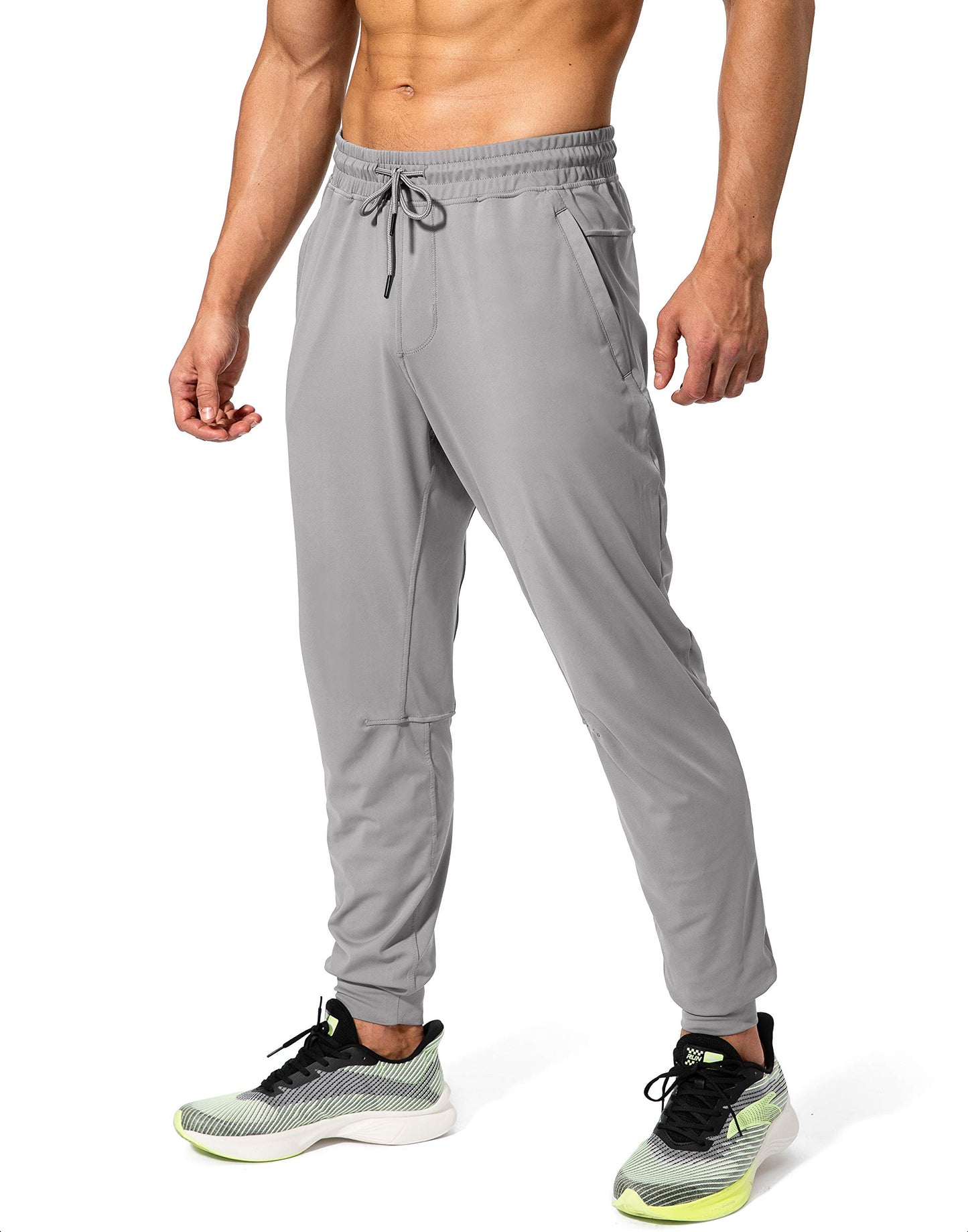 G Gradual Men's Sweatpants with Zipper Pockets Athletic Pants Traning Track Pants Joggers for Men Soccer, Running, Workout(Light Grey,L)