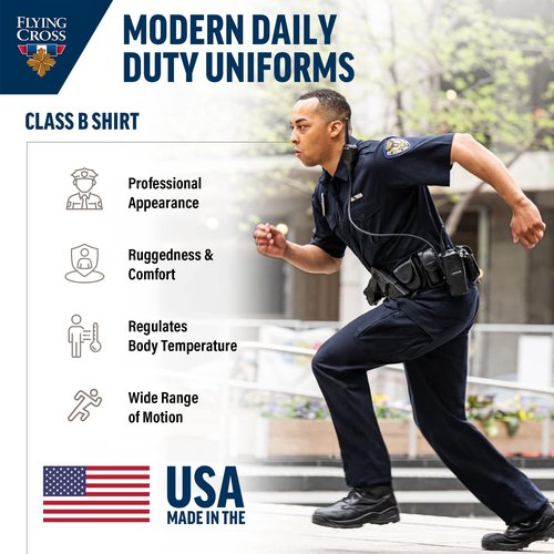 Flying Cross FX STAT Mens Law Enforcement Shirts, Police Uniform, Sheriff, EMT, Fire Department, Paramedic, Public Safety Officer Gear Security Clothing, Class B Short Sleeve, Oxford Grey, Medium